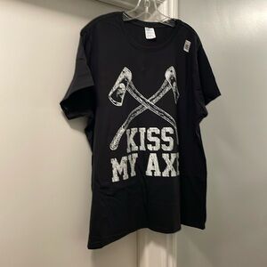 Black XXL short sleeved graphic T-shirt KISS MY AXE